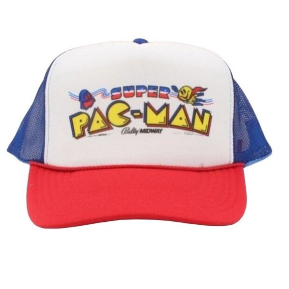 SUPER PAC-MAN Arcade Game Hat Vintage Trucker Hat Snap Back Adjustable. - Picture 2 of 5